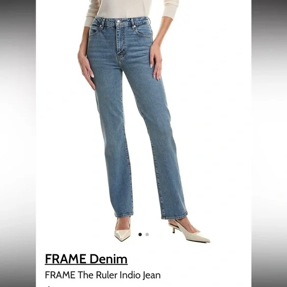Frame Denim Women's The Ruler Straight Leg Jeans in light blue - Picture 1 of 7